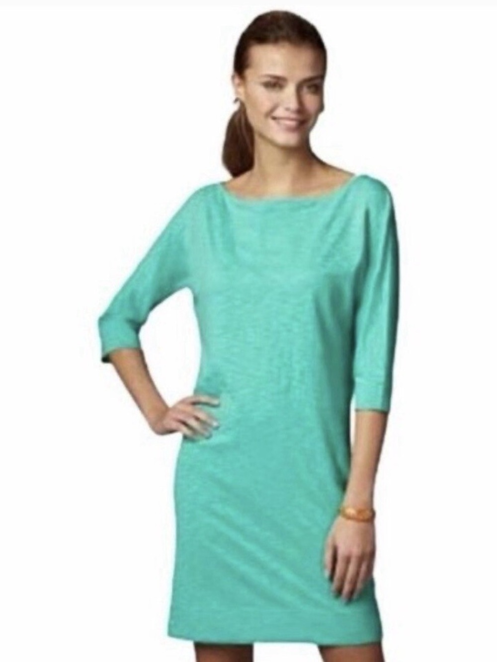 Lily Pulitzer Lagoon Green Cassie Pima Cotton Tee Shirt Dress Size L